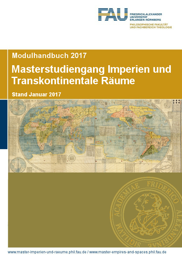 Dies ist die Titelseite des Modulhandbuchs des Masterstudiengangs Imperien und Transkontinentale Räume. Stand 2017